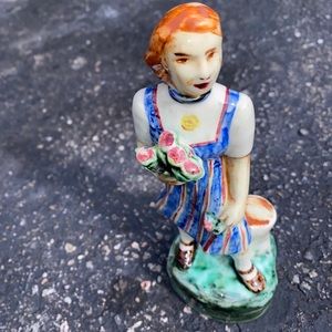 Girl Figure holding flowers England Porcelain vintage